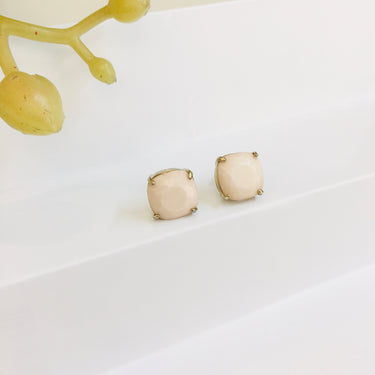 Beige Stone Stud Earrings Zayn Luxury Jewellery